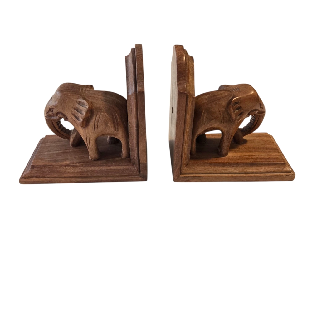 Wooden Elephant Bookends